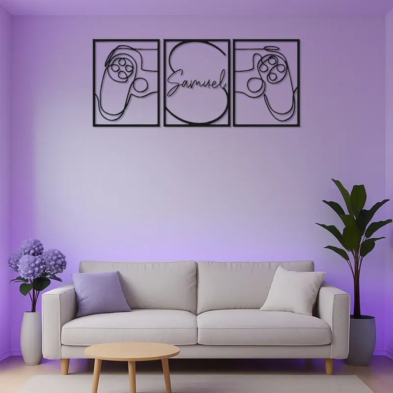 Insegna personalizzata per gamer | Arte in metallo LED con controller da gioco | Decorazione su misura per sala gaming per streamer e ragazzi
