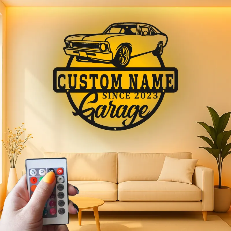 Insegna in metallo LED personalizzata per auto classiche regalo per appassionati di auto decorazione per garage 4