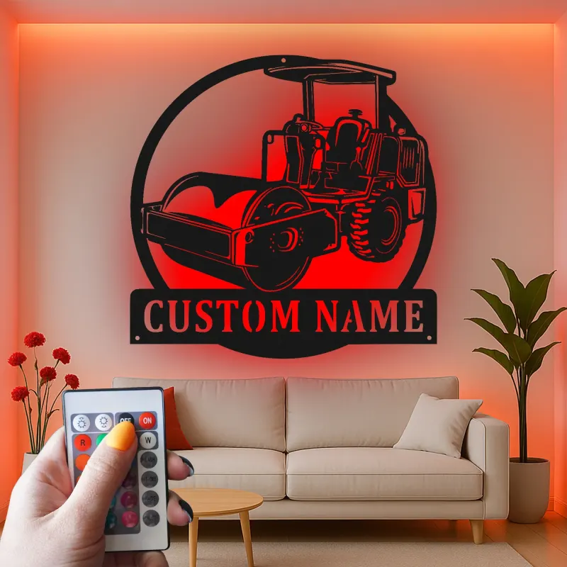 Panneau Métallique Routeur Personnalisé | Art Murale de Véhicule de Construction LED | Décoration de Machinerie Lourde | Cadeau pour Ouvrier de Construction