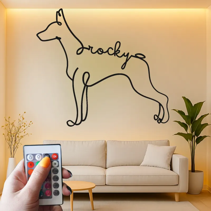 Insegna in metallo LED personalizzata per Doberman Pinscher - Regalo unico per amanti dei cani - Decorazione per soggiorno