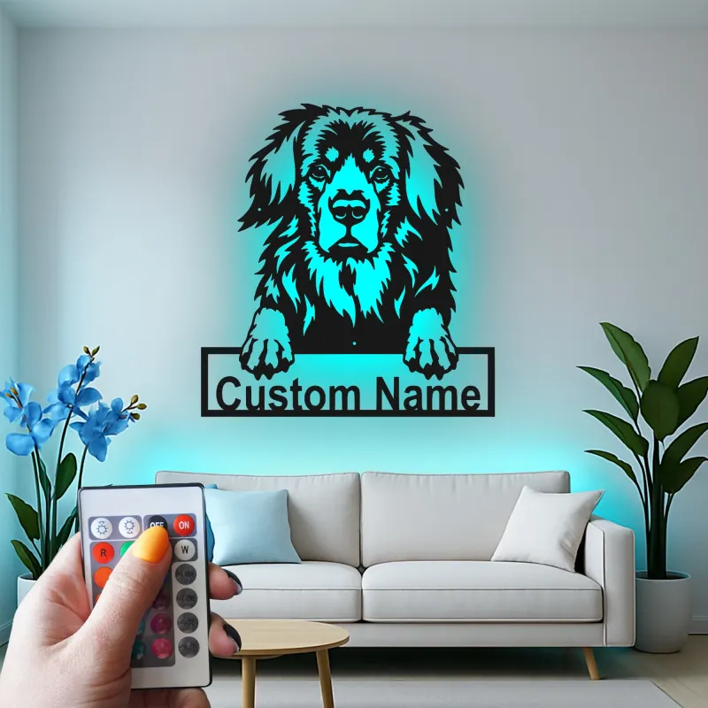 Custom Bernese Mountain Dog Led Light Metal Wall Art Personalized Dog Lover Gift Living Room Pet Decor
