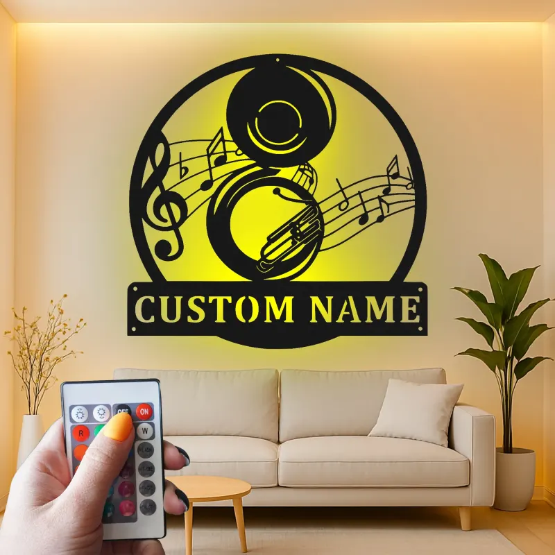 Cartel de notas musicales personalizado | Arte mural LED para estudio y sala de música | Regalo personalizado para músico