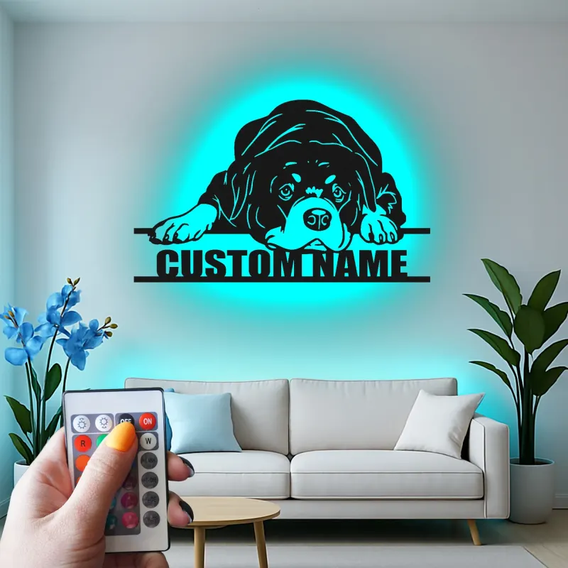 Décoration murale en métal LED personnalisée pour chien, cadeau pour les amoureux des animaux, décoration de salon