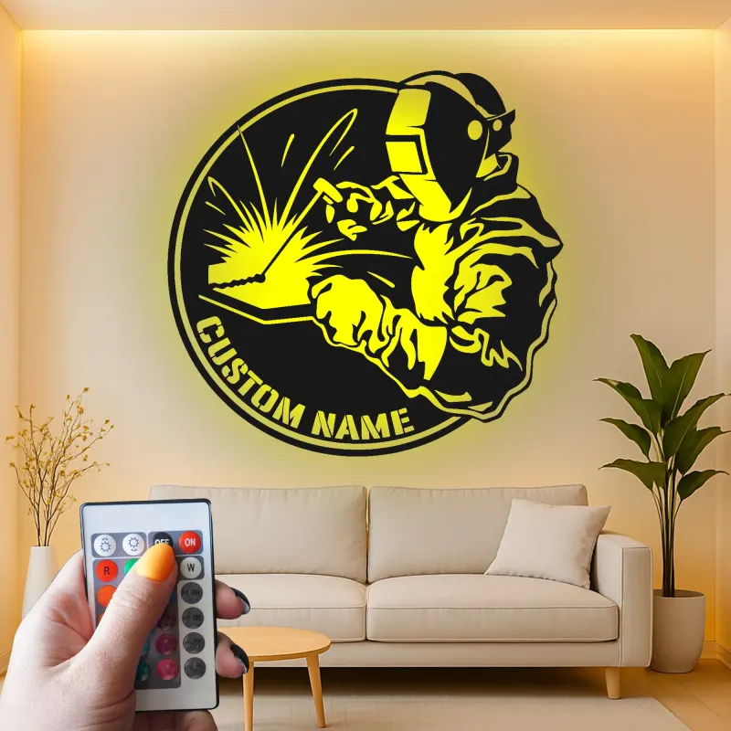 Cartel de metal LED personalizado para soldadores, regalo para decoraciones de garaje o taller
