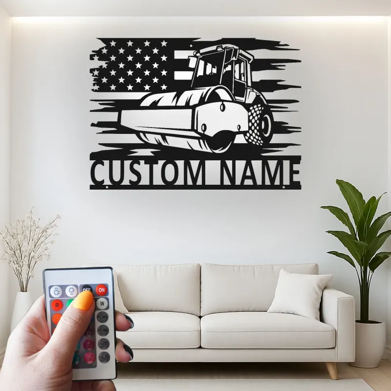 Panneau Métallique Routeur Personnalisé | Art LED de Construction Personnalisé | Cadeau pour Opérateur de Machinerie Lourde | Décoration de Garage Industrielle