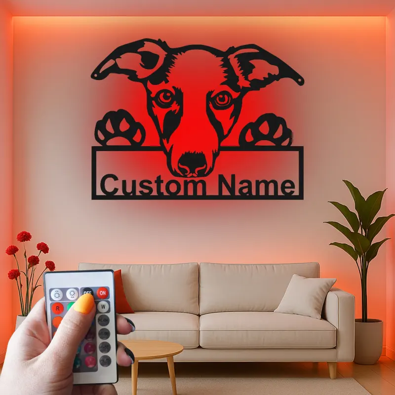 Cartel de metal LED de raza de perro personalizado Regalo para dueños de mascotas Decoración para salón o entrada 1