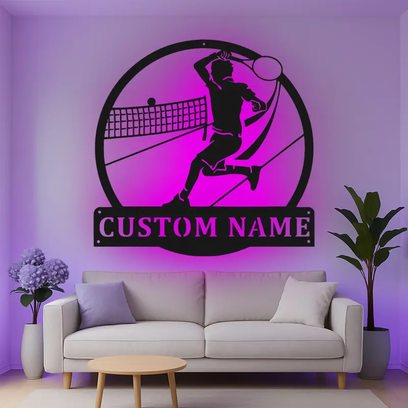 Insegna in metallo personalizzata con luce LED per giocatore di pallavolo - Regalo sportivo personalizzato per atleti, decorazione per sala giochi