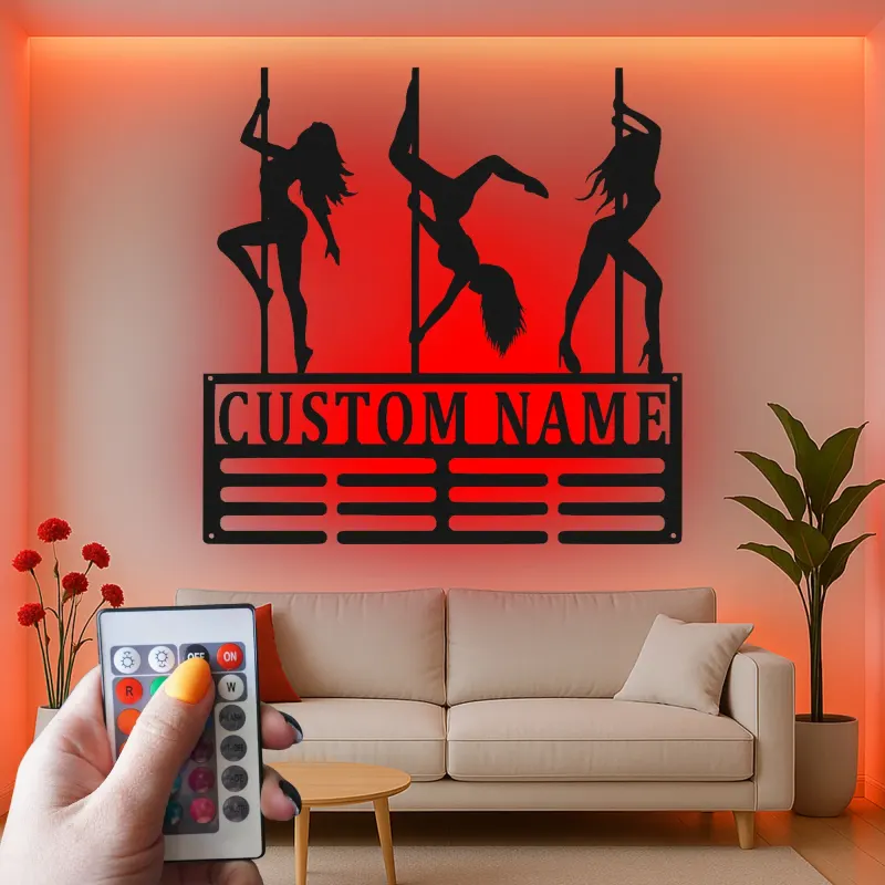 Cartel de Baile en Barra Personalizado | Silueta de Bailarina LED Arte de Pared | Regalo Personalizado para Estudio o Cueva de Hombre