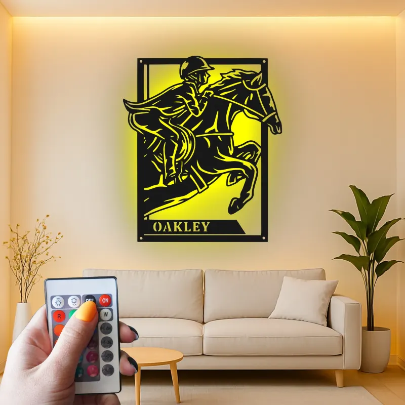 Personalized Equestrian LED Sign | Custom Horse Jumper Metal Art | Stable & Ranch Decor | Horse Lover Gift