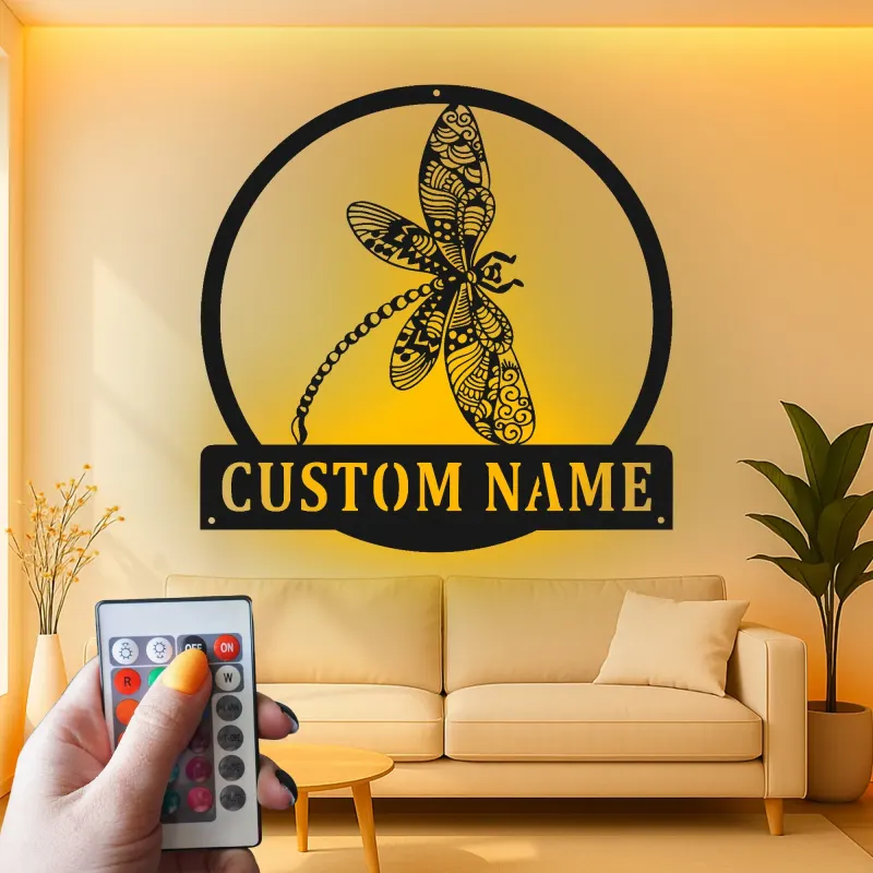 Insegna in Metallo LED a Forma di Libellula Personalizzata Regalo per Amanti della Natura Decorazione per Camera da Letto o Giardino 5