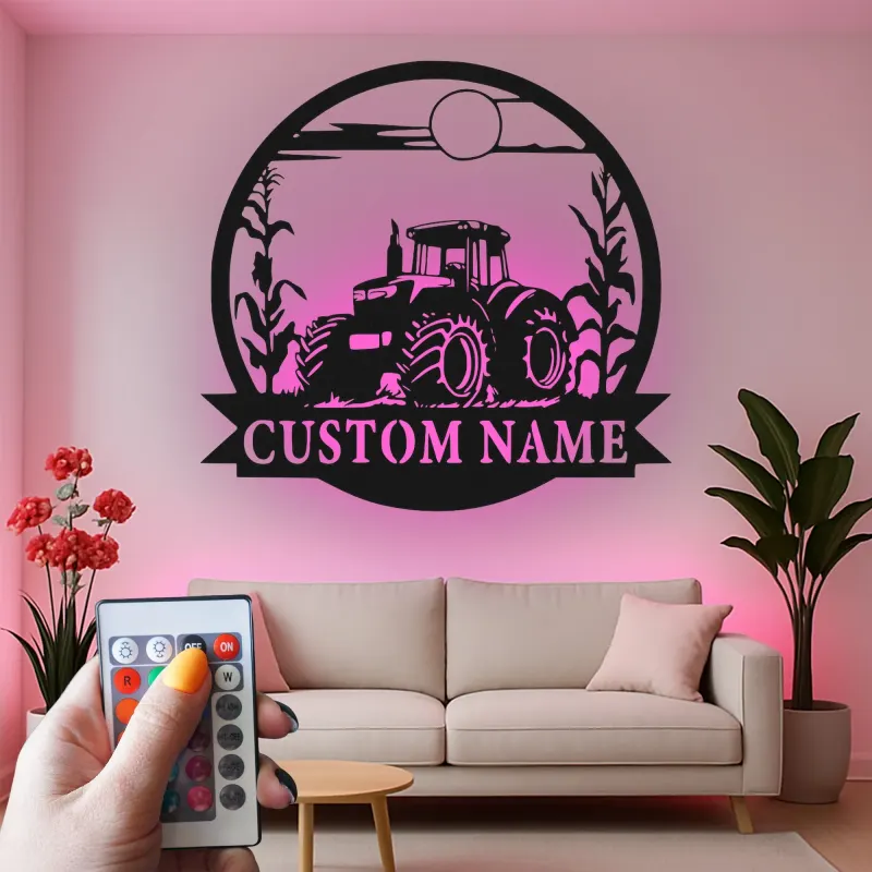 Cartel de metal LED de tractor personalizado Regalo para agricultores Decoración rústica para amantes de la agricultura