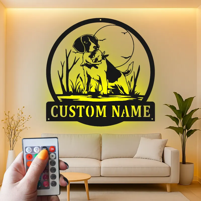 Cartel de metal LED Beagle personalizado Regalo para amantes de los perros Decoración de sala 2