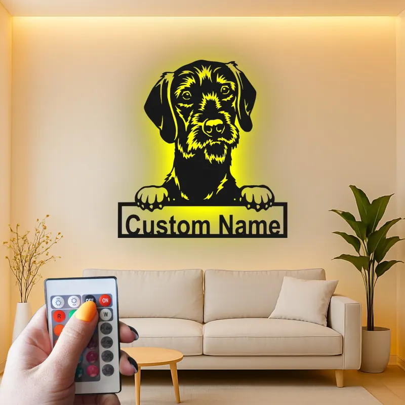 Cartel de metal LED personalizado de raza de perro, regalo para amantes de mascotas, decoración para sala de estar o entrada
