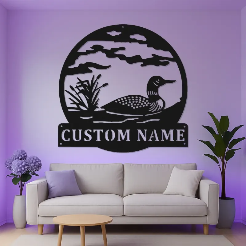 Cartel de metal personalizado Ganso | Señal iluminada LED de casa de lago | Decoración de cabaña personalizada | Regalo para amantes de la naturaleza