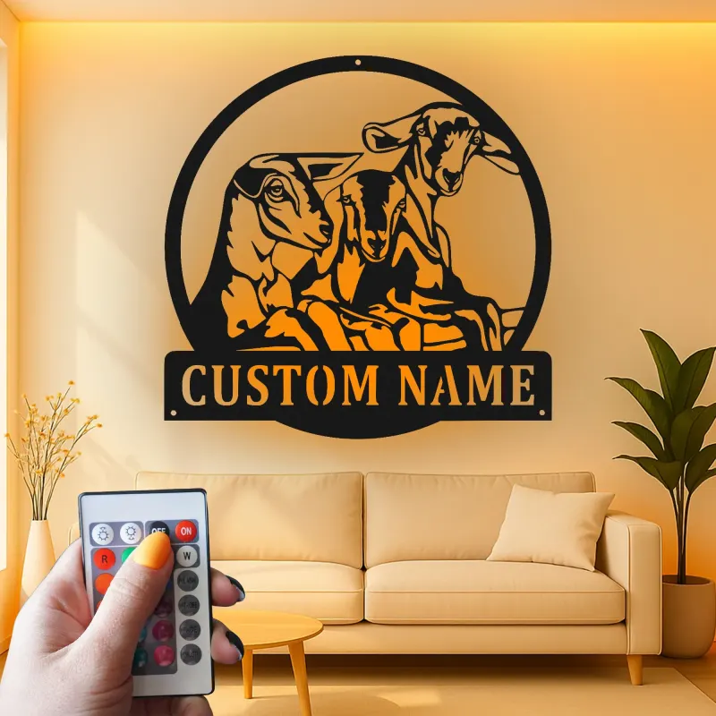 Custom Goat LED Metal Sign | Personalized Farmhouse Wall Art | Rustic Barn Decor for Goat Lovers | Hand-Crafted Metal Artwork