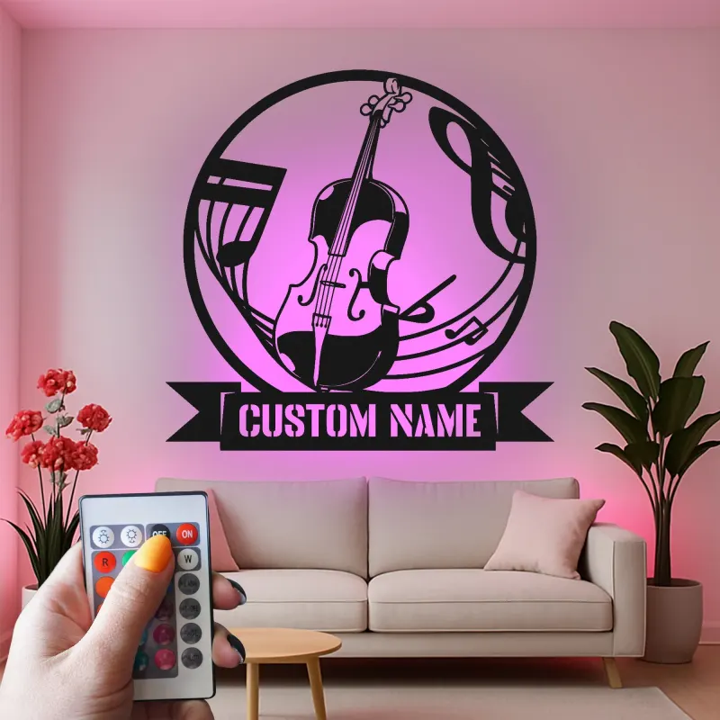 Insegna in metallo LED a forma di violino personalizzata, regalo per musicisti, decorazione per stanza musicale per amanti della musica
