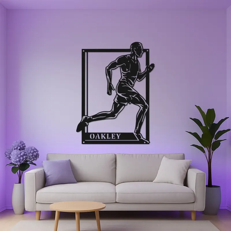 Cartel de metal personalizado para corredor | Decoración mural retroiluminada con LED para gimnasio y hogar | Regalo de maratón para atleta | Decoración deportiva moderna