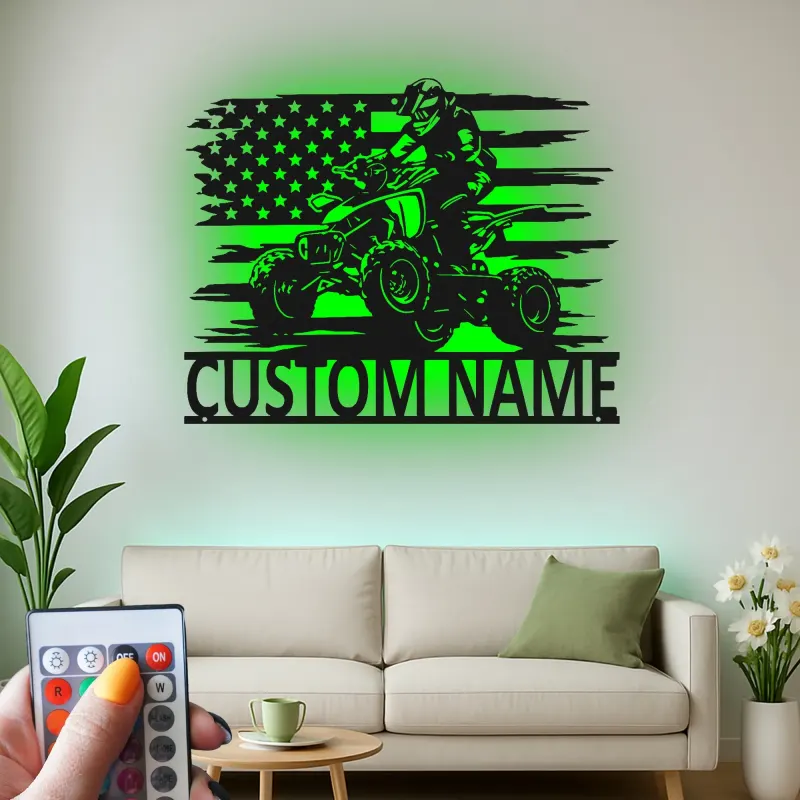 Cartel de metal LED personalizado para motorista de ATV, regalo personalizado para entusiastas del off-road, decoración para man cave