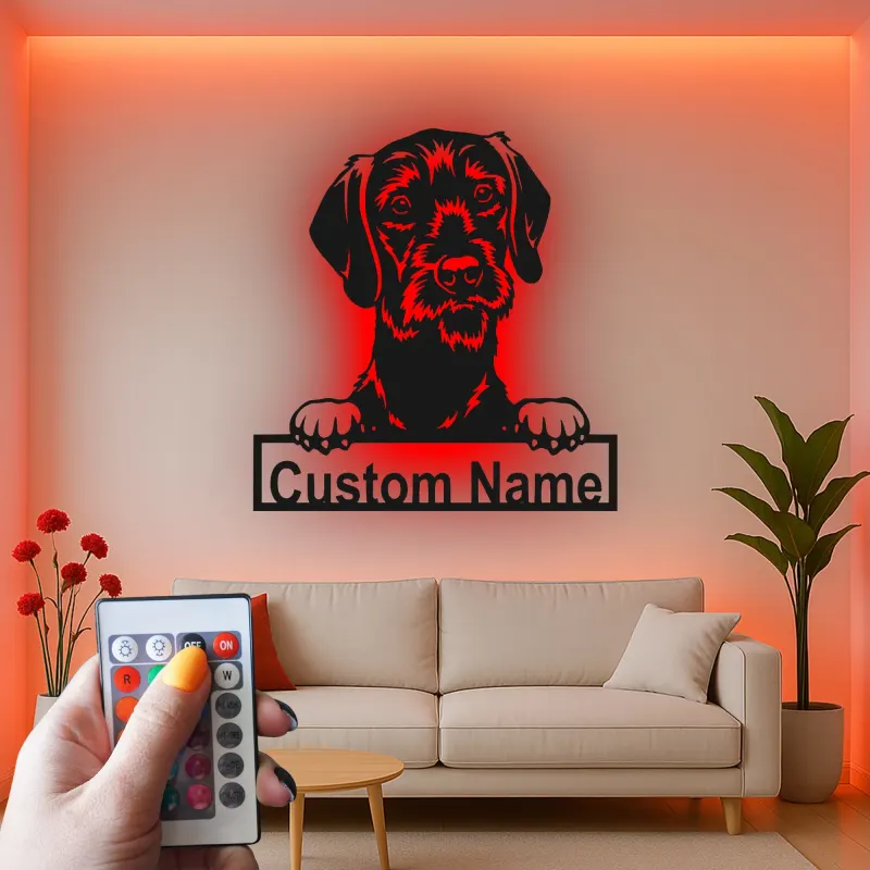 Cartel de metal LED personalizado de raza de perro, regalo para amantes de mascotas, decoración para sala de estar o entrada