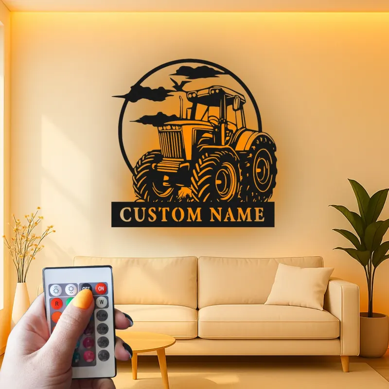 Cartel de metal LED de tractor personalizado Regalo para agricultores Decoración rústica de granja para amantes de la agricultura