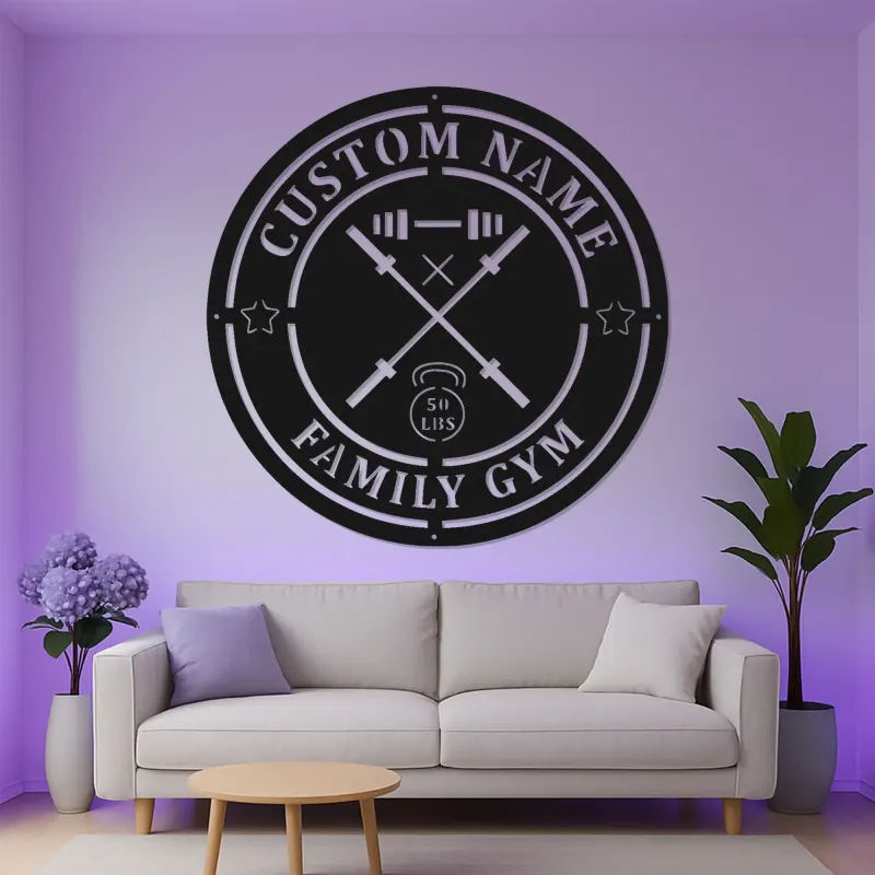Enseigne de salle de sport personnalisée avec LED | Décoration murale en métal personnalisée pour salle de sport à domicile et studio fitness | Cadeau déco pour salle d’entraînement
