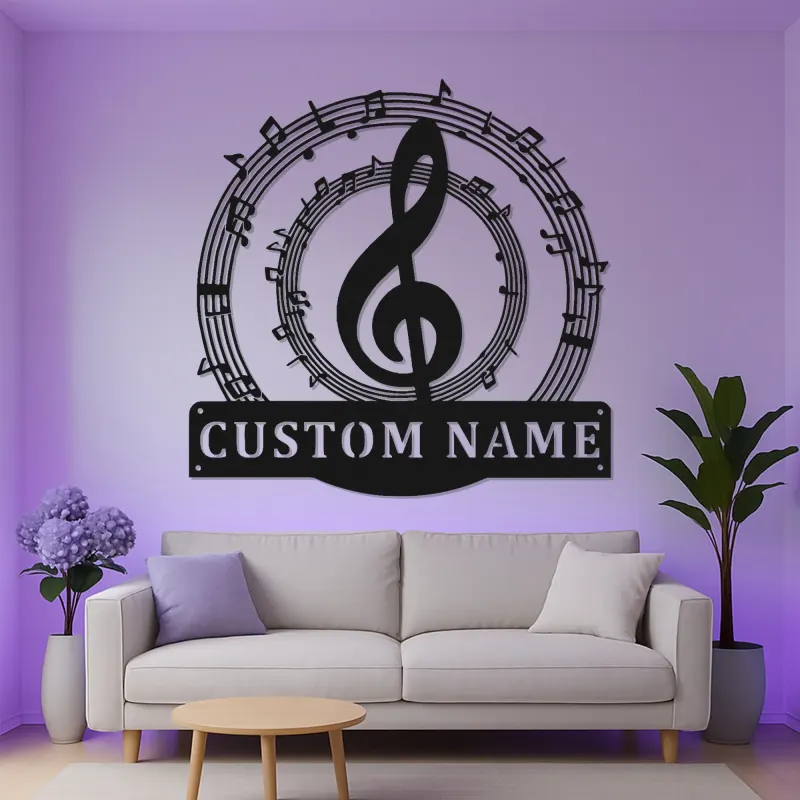 Personalized Treble Clef LED Sign | Custom Music Note Metal Art | Studio Wall Decor for Musicians