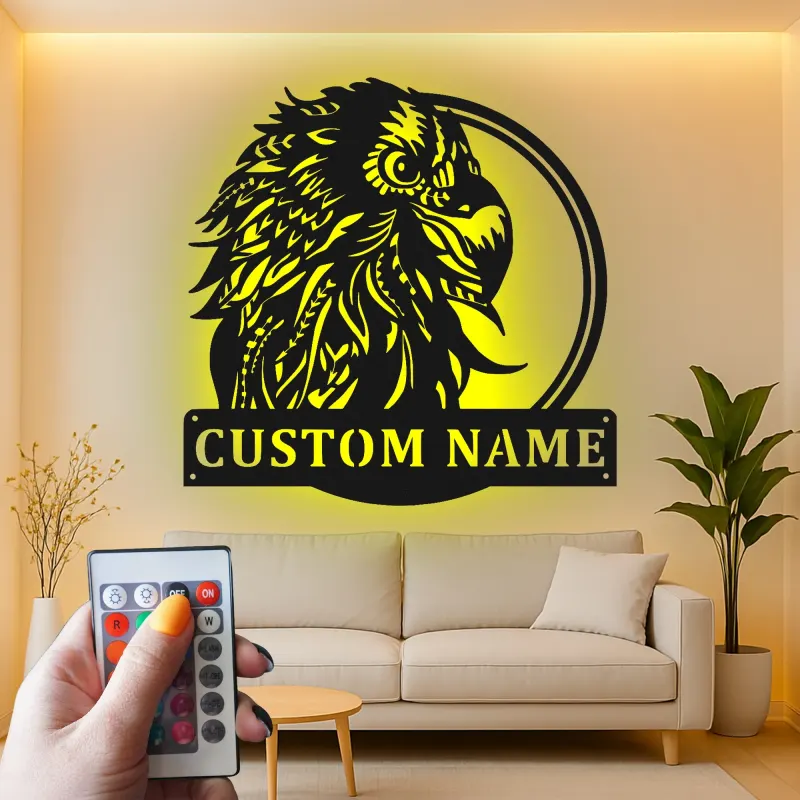 Arte murale in metallo personalizzata con pappagallo | Insegna LED personalizzata per decorazione di patio e ufficio | Targa tropicale per amanti degli uccelli