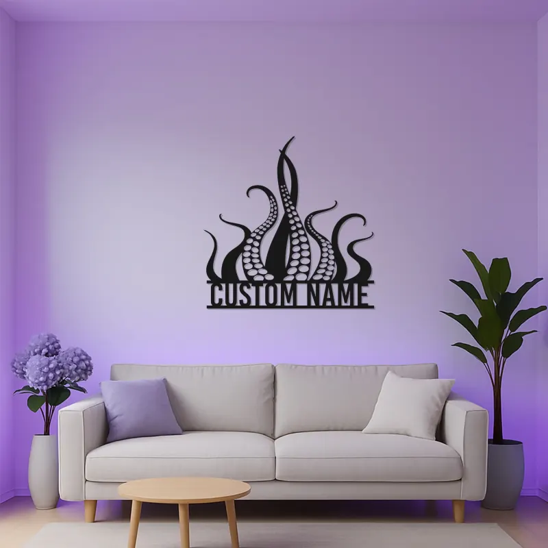 Kraken Octopus LED Metal Sign | Custom Nautical Wall Art | Personalized Tentacles Decor for Business & Ocean Lovers