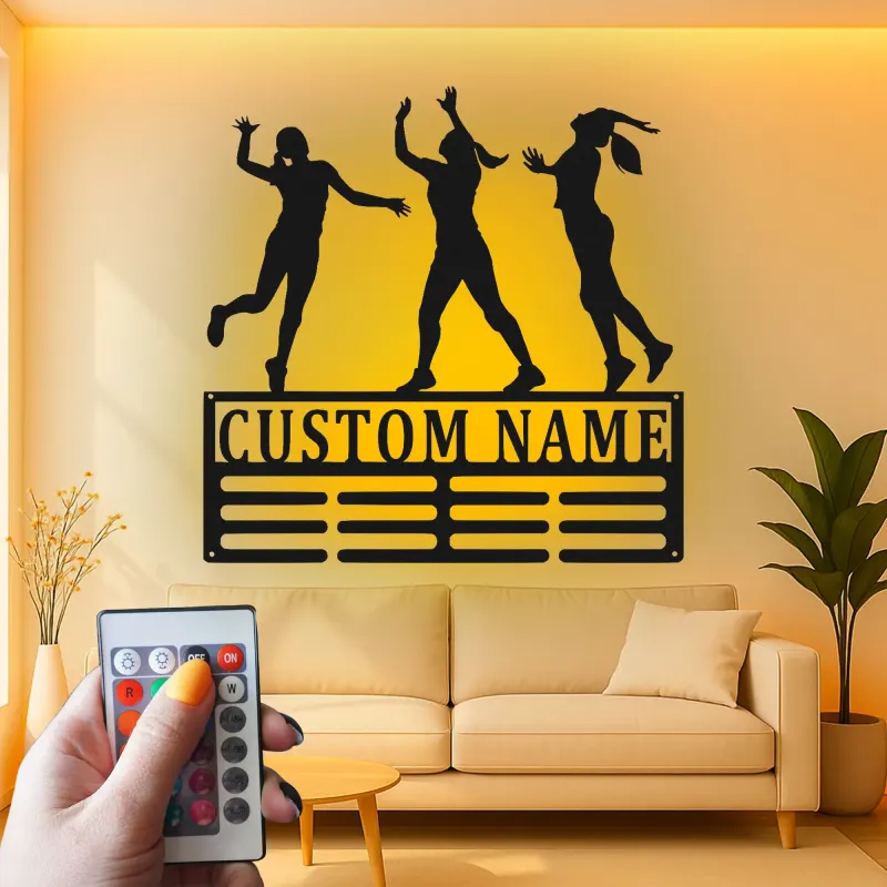 Insegna in metallo LED a silhouette di cheerleader personalizzata regalo per squadra di cheer decorazione camera teen
