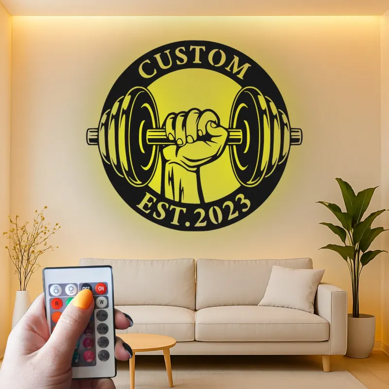 Insegna in Metallo LED Personalizzata con Maniglia per Pesi
