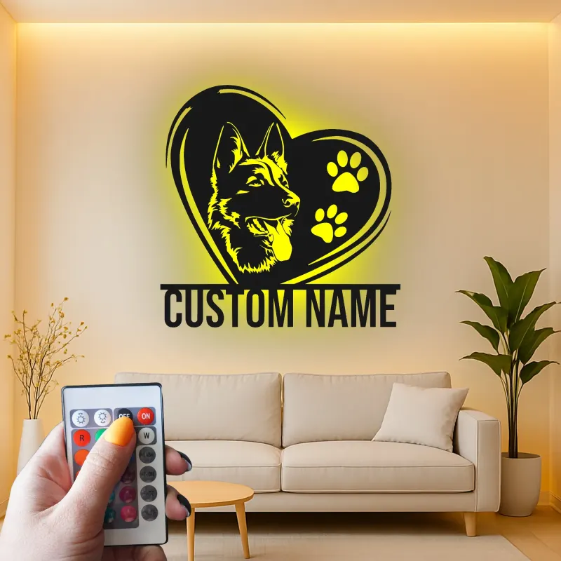 Custom German Shepherd Led Light Metal Wall Art Personalized Dog Lover Gift Living Room Pet Decor 7
