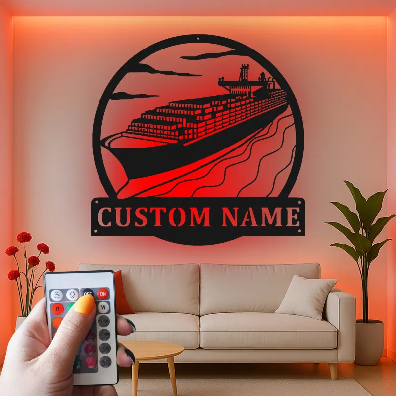Décoration murale en métal personnalisée avec éclairage LED de cargo