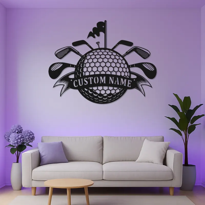 Cartel LED de golf personalizado | Decoración mural de metal personalizada para cueva del hombre | Regalo de golfista para él | Decoración para bar en casa
