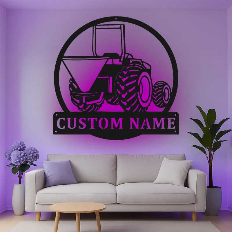 Insegna in metallo LED personalizzata per trattori - Regalo per agricoltori, decorazione per fattoria
