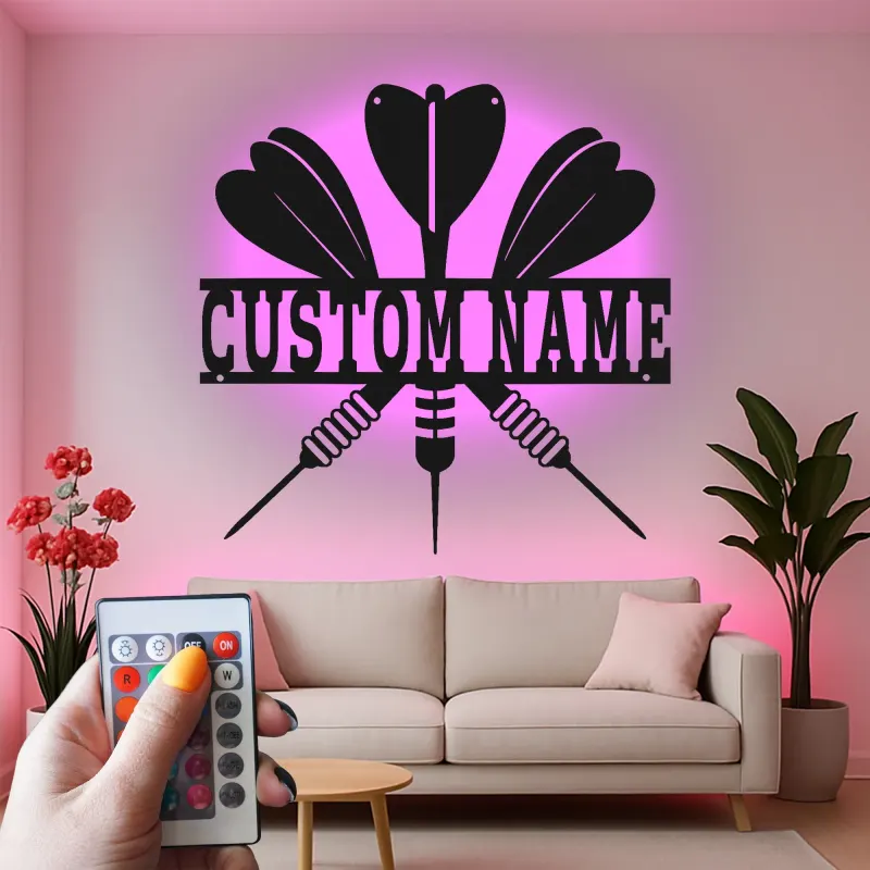 Insegna in metallo LED personalizzata per dartboard regalo per appassionati di freccette decorazione per sala giochi