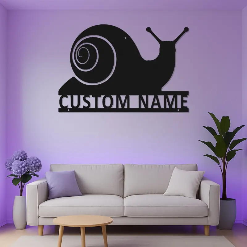 Cartel de metal personalizado de caracol | Decoración mural retroiluminada con LED | Regalo personalizado para jardinero | Decoración para patio y jardín