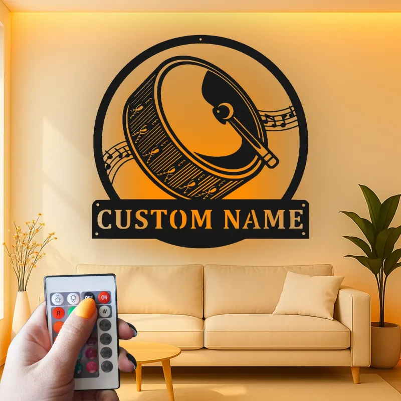 Cartel de metal LED de batería Regalo para músico con nombre personalizado Decoración de sala de música
