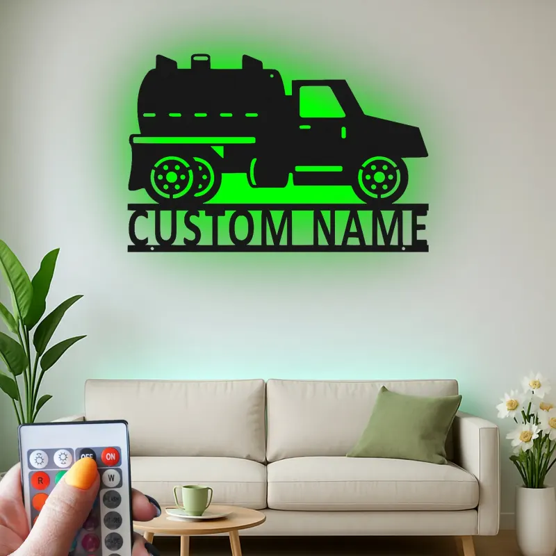 Custom Septic Truck Sign | Personalized LED Metal Wall Art | Gift for Truck Driver | Garage & Man Cave Decor