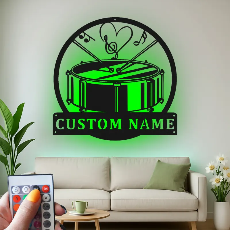 Cartel de metal LED de batería personalizado Regalo para amantes de la música Decoración de sala de ensayo o estudio
