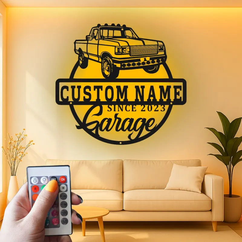 Insegna in metallo LED personalizzata per garage di camion, regalo per appassionati di auto, decorazione per man cave o garage