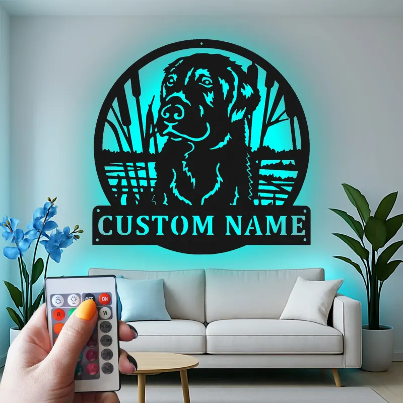 Personalisierte Labrador Retriever LED-beleuchtete Metall-Wandkunst – Geschenk für Hundeliebhaber