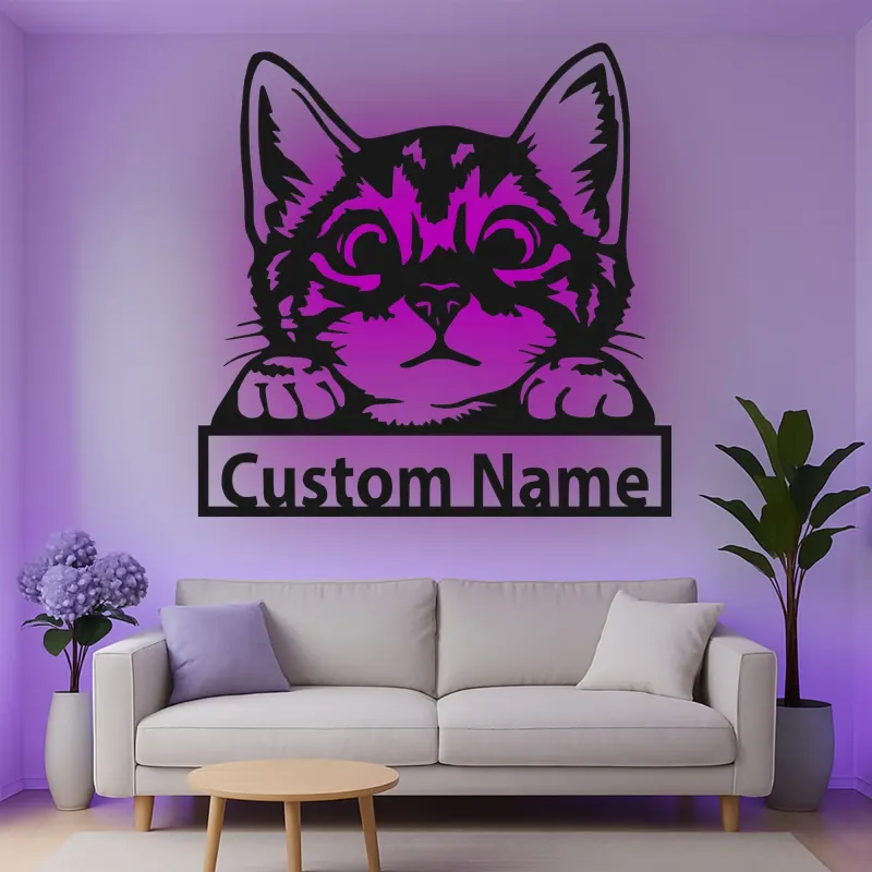 Décoration murale en métal personnalisée avec lumière LED pour les amoureux des animaux