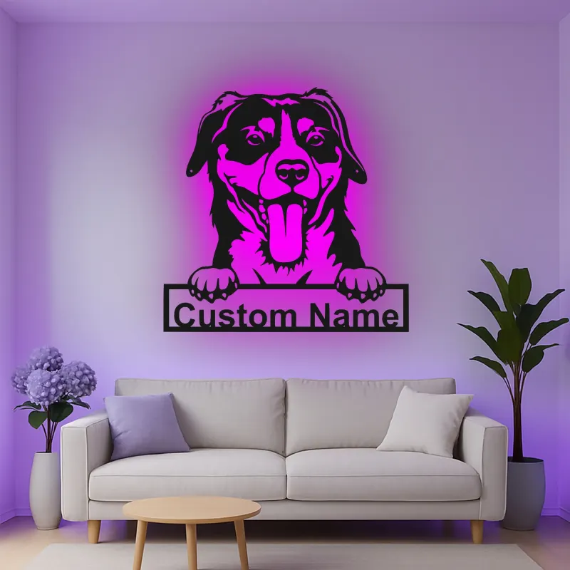 Cartel de metal LED personalizado para perros, regalo para amantes de mascotas, decoración de salón para mamás de perros