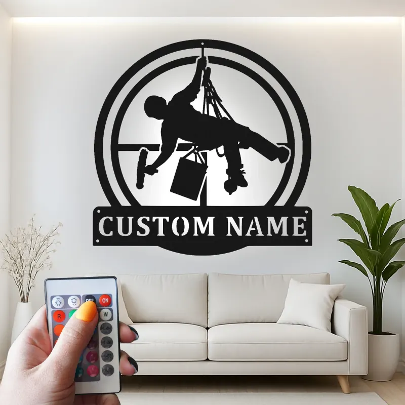 Cartel de metal LED personalizado para limpiadores de ventanas, regalo único para limpiadores, decoración de oficina o taller