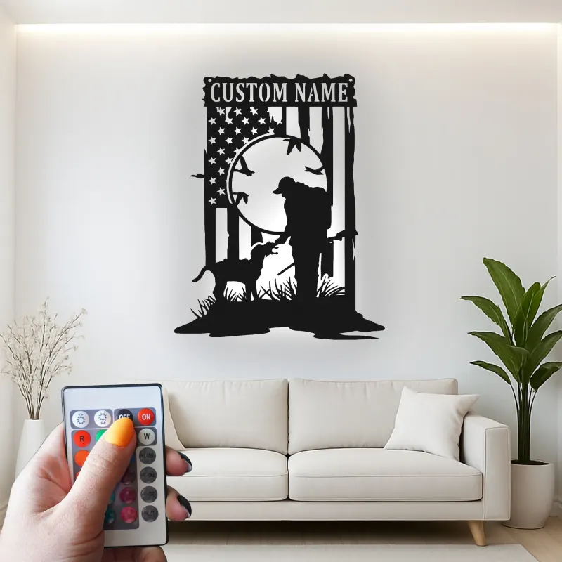 Custom Duck Hunter Metal Wall Art | LED Lighted Hunting Sign | Labrador Silhouette | Cabin Decor & Outdoorsman Gift