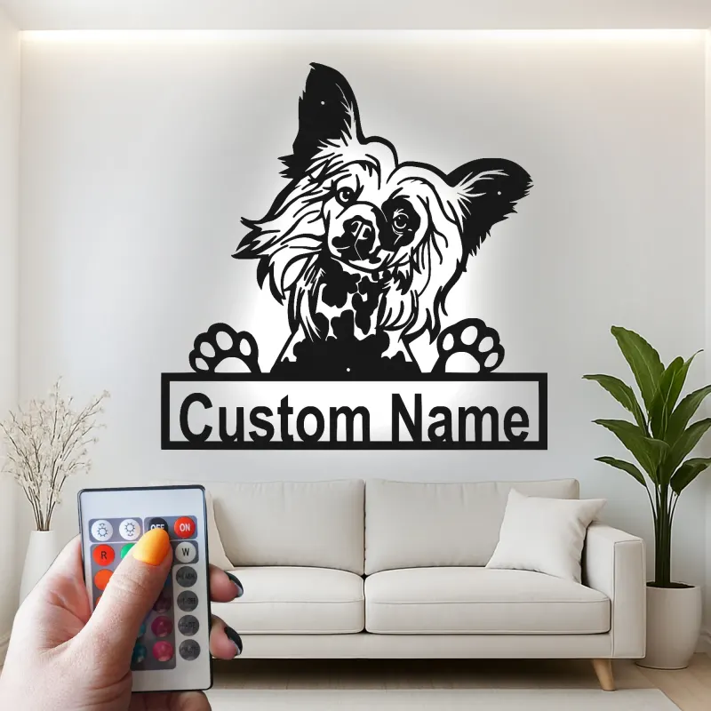Custom Papillon Dog Led Light Metal Wall Art Personalized Pet Parent Gift Living Room or Bedroom Decor