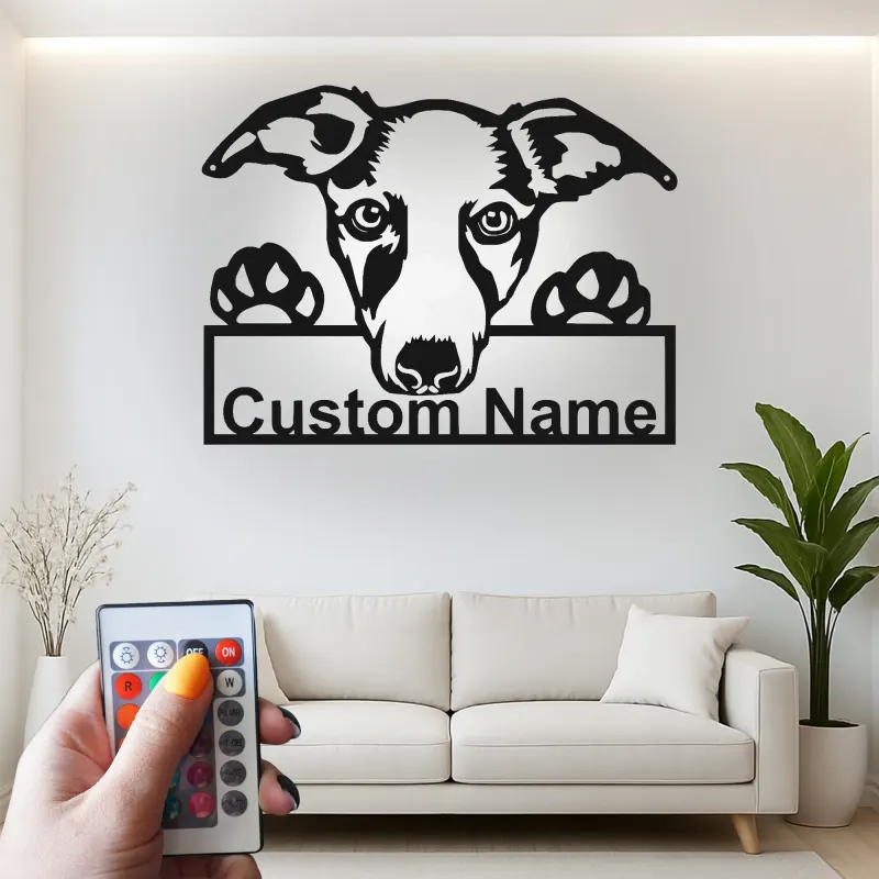 Cartel de metal LED de raza de perro personalizado Regalo para dueños de mascotas Decoración para salón o entrada 1