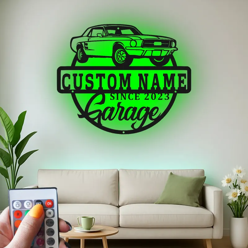 Cartel de metal LED de coche deportivo personalizado Regalo para el garaje para entusiastas de coches Decoración de man cave 9