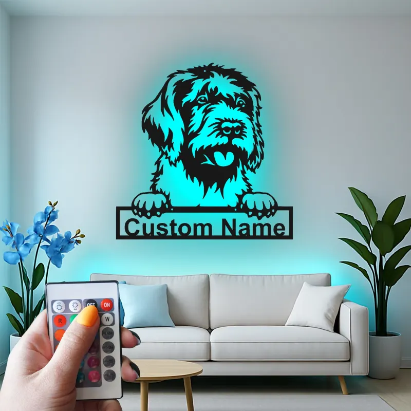 Décoration murale en métal LED personnalisée de chien de berger - Cadeau pour amoureux des chiens