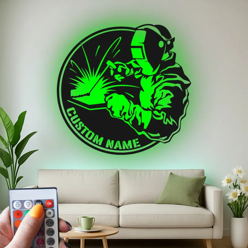 Cartel de metal LED personalizado para soldadores, regalo para decoraciones de garaje o taller
